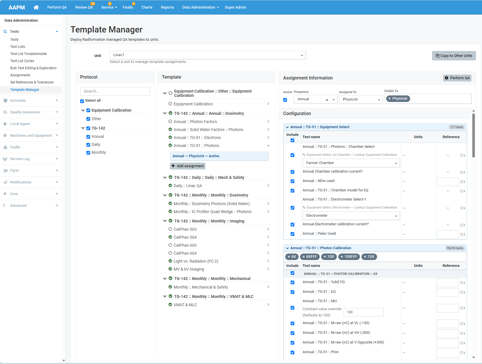 New Template Manager for RadMachine interface