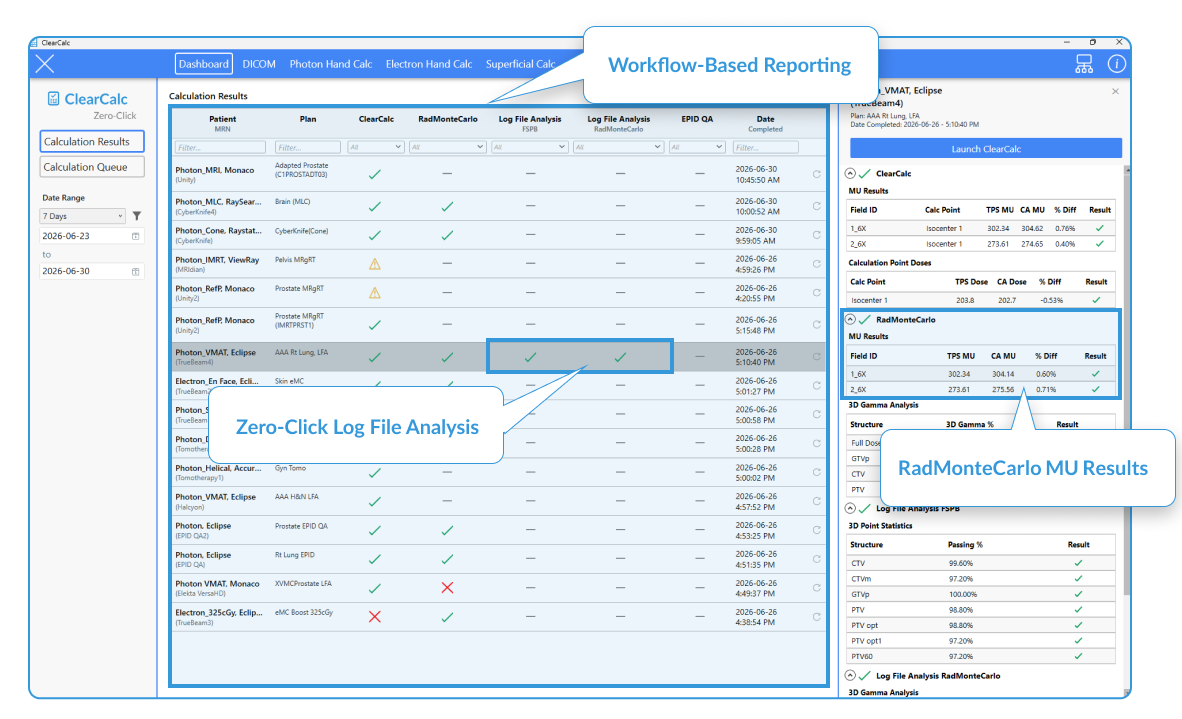ClearCalc with RadMonteCarlo new dashboard interface with labels