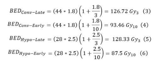 BED(Conv-Late)=(44*1.8)(1+1.8/3)=126.72Gy3